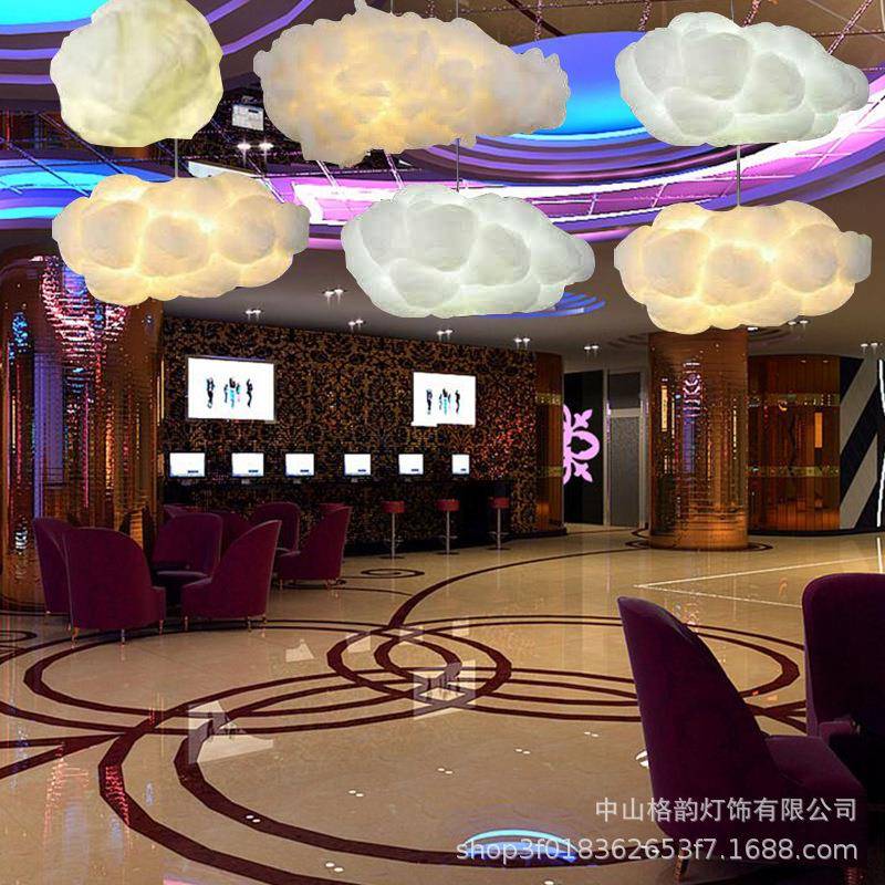 厂家直灯销花云朵吊灯棉云朵吊灯蚕丝工程云创意艺术云朵餐厅服装