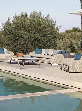 户外编沙发组合别墅庭椅酒店样板房客60839厅露天民宿休藤闲院藤