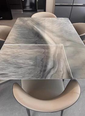 ZG-77461天然超晶石大理石餐桌轻奢饭现简端约长方形高彩代晶石色