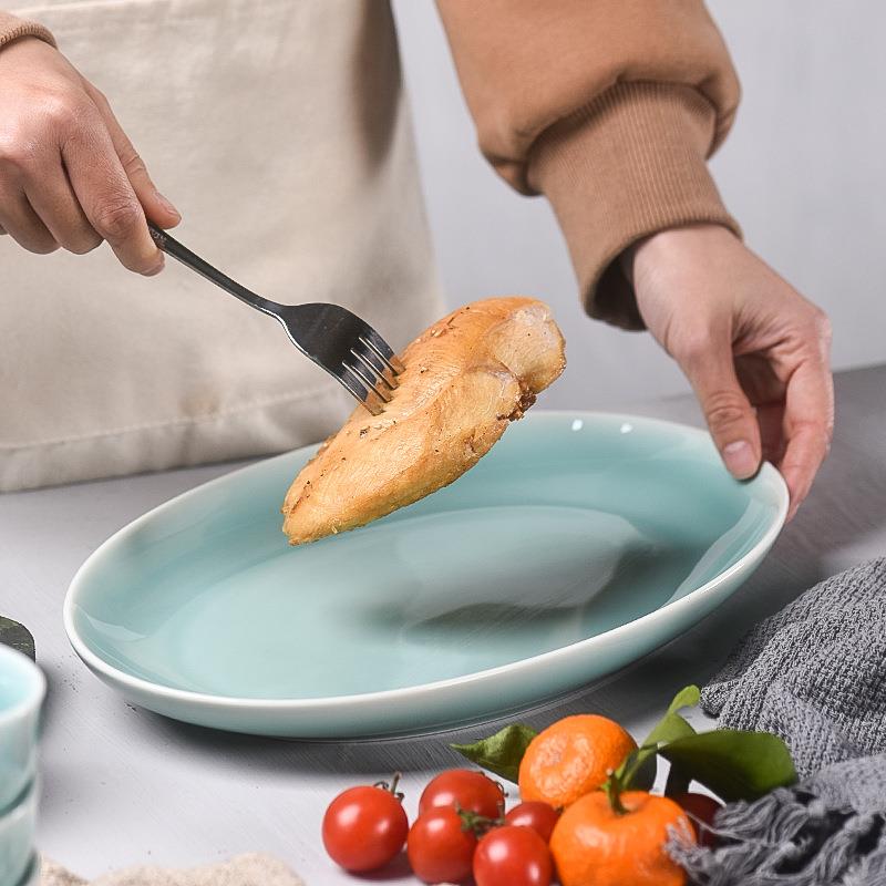 菜鱼子盘盘家用具西餐盘陶深瓷盘微波炉平盘牛排盘餐可HT-20003用