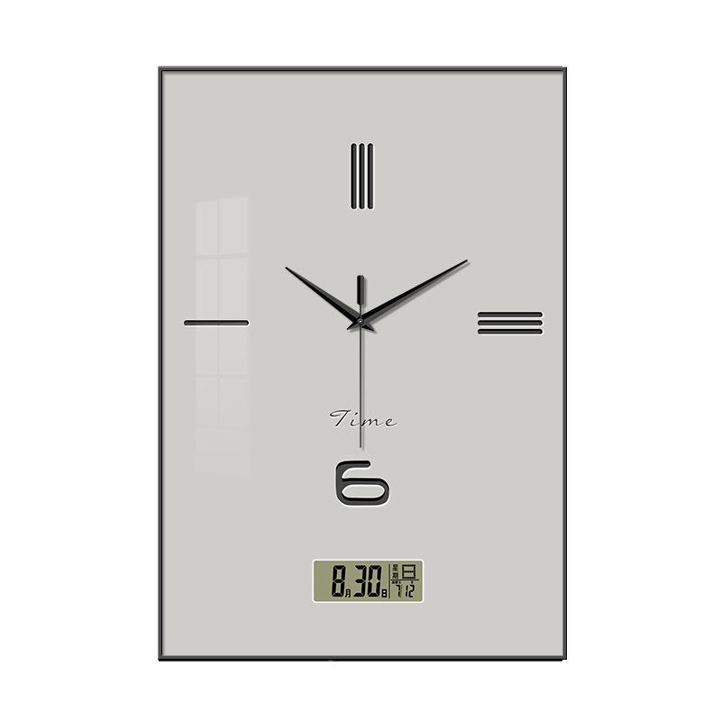 纯色极简餐厅装饰画带钟时2025挂新款万年钟历电子钟画XYSXS306表