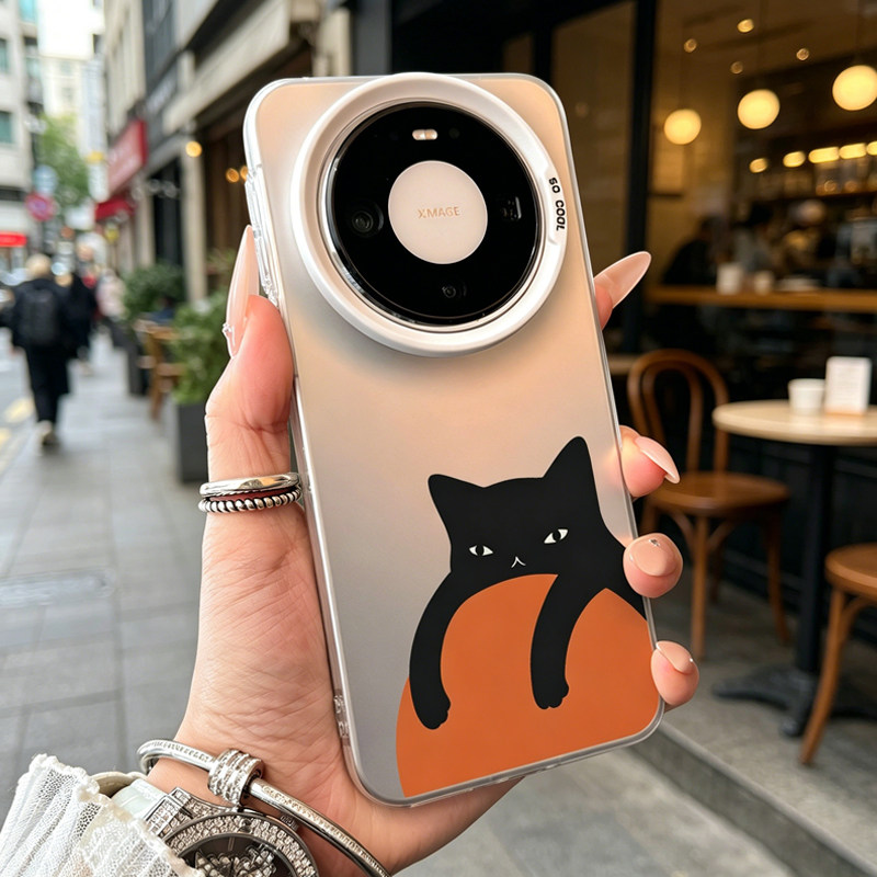卡通橘子黑猫全包防摔软壳