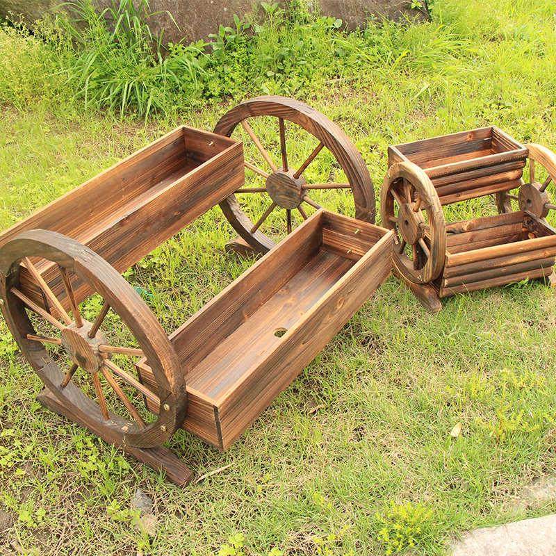 防腐木花车户外花园庭院盆栽阳台木质花架实木车轮多肉花盆花槽箱,鲜花速递/花卉仿真/绿植园艺,花盆,淘宝优惠券,粉丝福利购,淘宝优惠卷