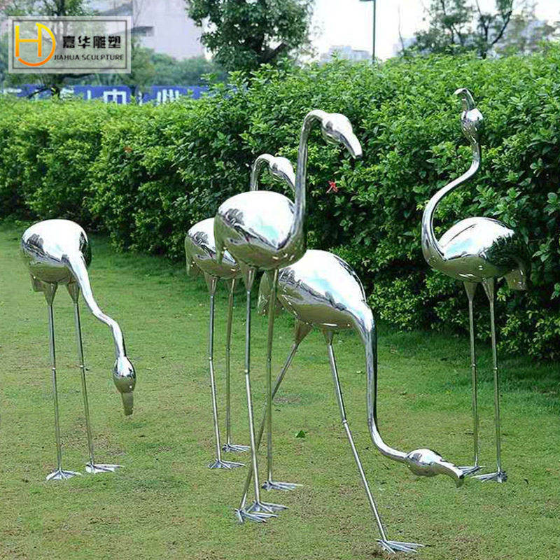 户外园林不锈钢火烈鸟雕塑装饰别墅庭院酒店户外落地摆件动物雕塑