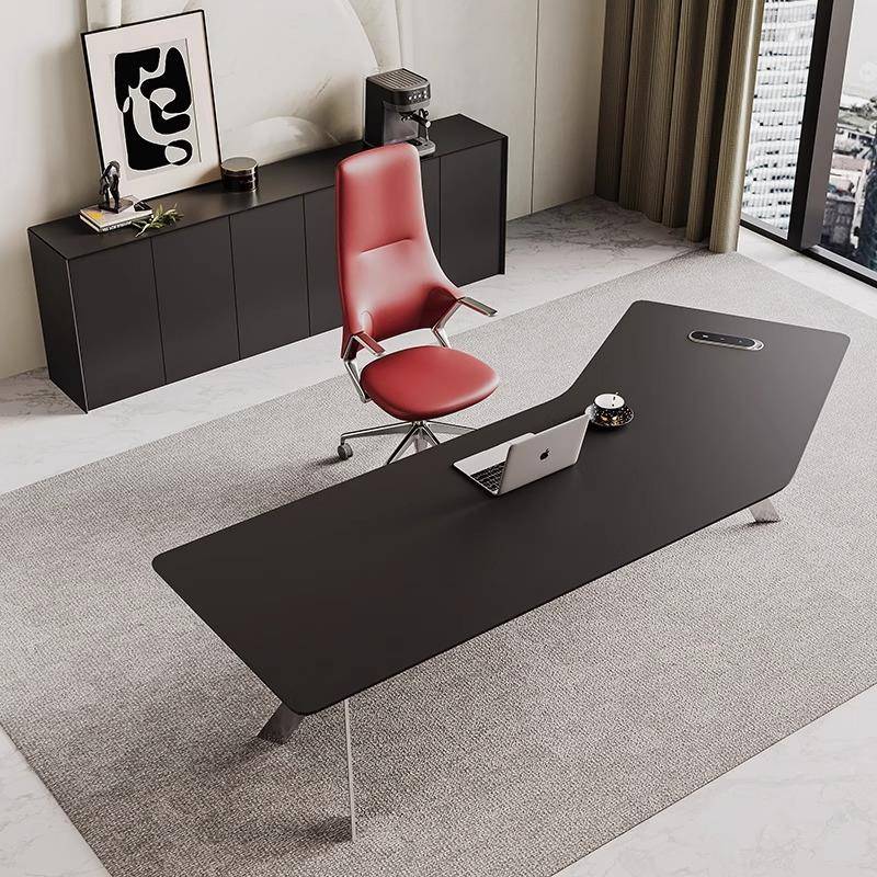 需定制时尚老板桌简约现代不锈钢拐角总裁桌办公室经理主管办公桌