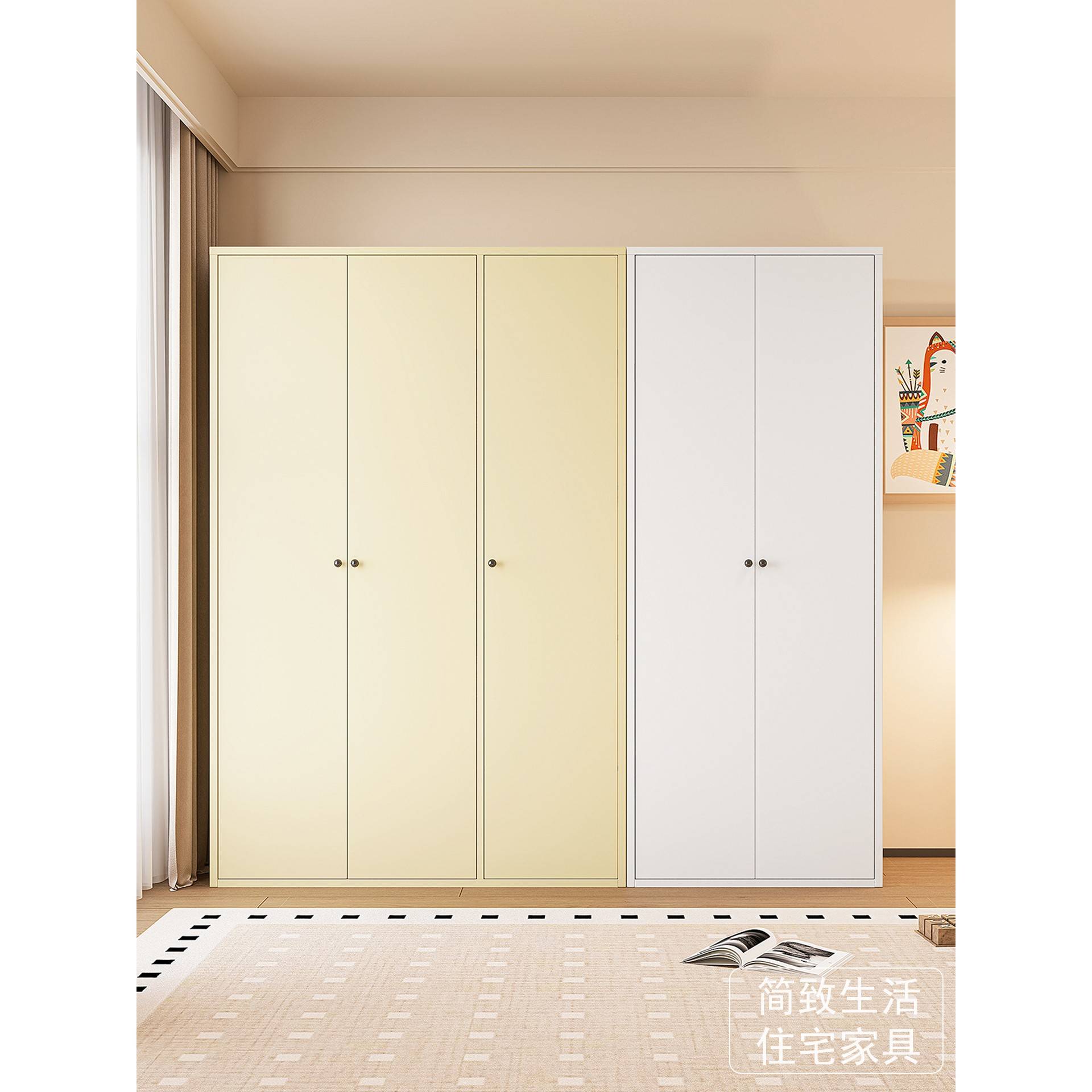 需定制铁艺衣柜家用卧室储物柜儿童钢制衣橱出租房小户型杂物储藏