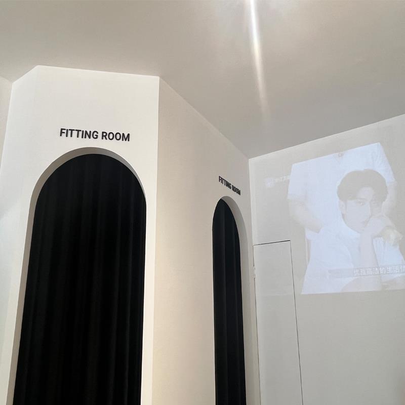 冷淡风黑色丝绒更衣室拱形门窗帘高级感极简女装服装店试衣间门帘