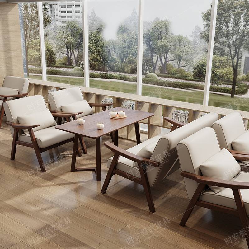 需定制猫爪皮咖啡厅桌椅组合奶茶店酒馆书吧休闲 区沙发茶楼卡座