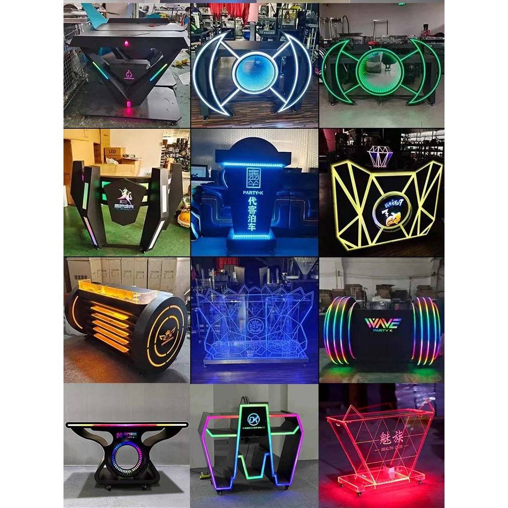 需定制酒吧发光DJ台电音打碟台夜店移动不锈钢DJ台KTV派对定制发