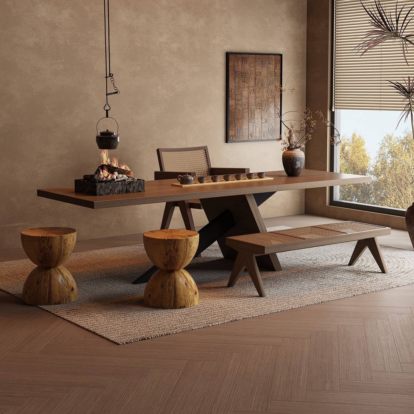 需定制侘寂风实木茶桌组合新中式家用客厅茶台现代简约2025新款高