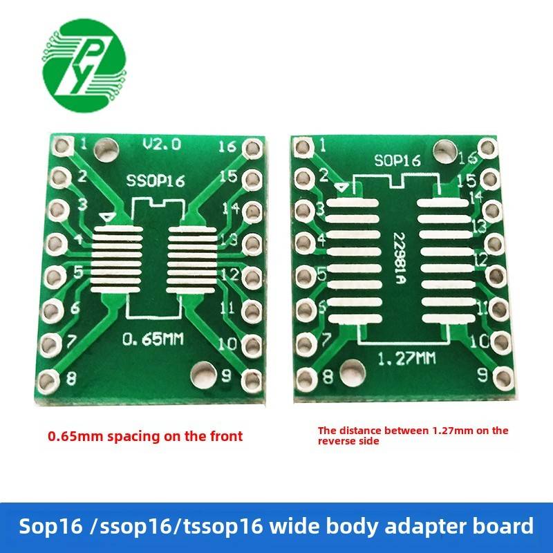 Sop16 Ssop16 Tssop16宽体贴片直接插头浸0.65/1.27mm适配器板