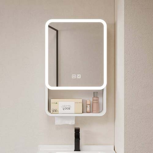 需定制智能浴室镜柜一键除雾挂墙式储物盒收纳镜子防水带纸巾孔灯