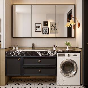 需定制阳台伴侣定制洗衣机一体浴室柜组合卫生间岩板洗漱台洗手池