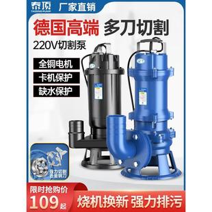 抽粪泥浆潜水泵家用排污泵380v三相大流量抽水泵 污水泵220v切割式