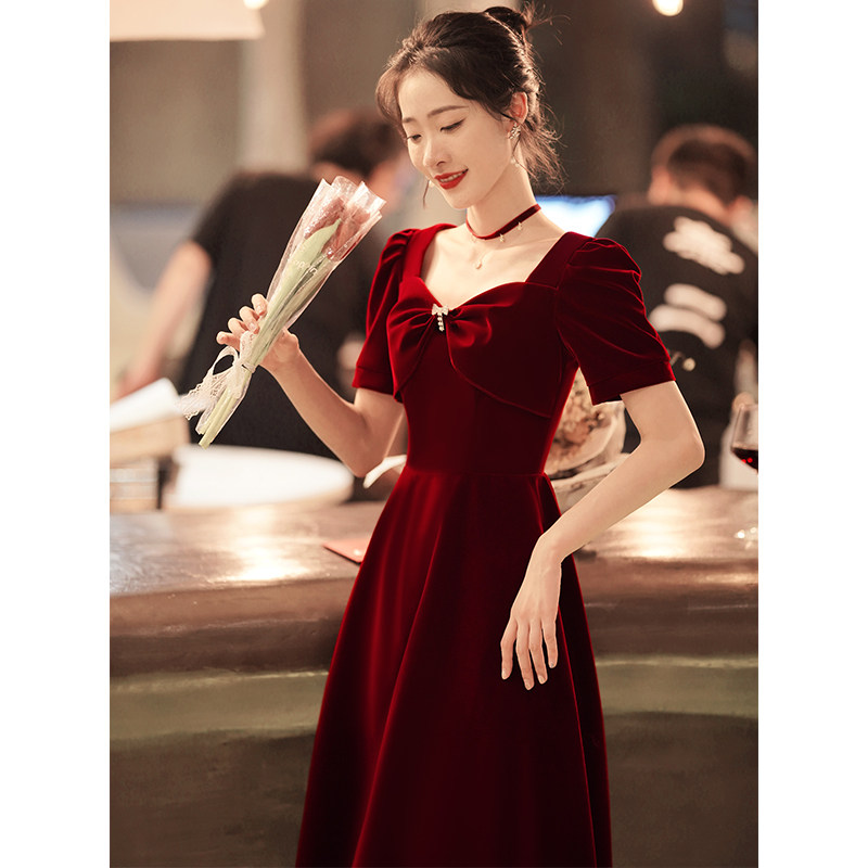 速发敬酒服新娘酒红色202新款礼服/晚装