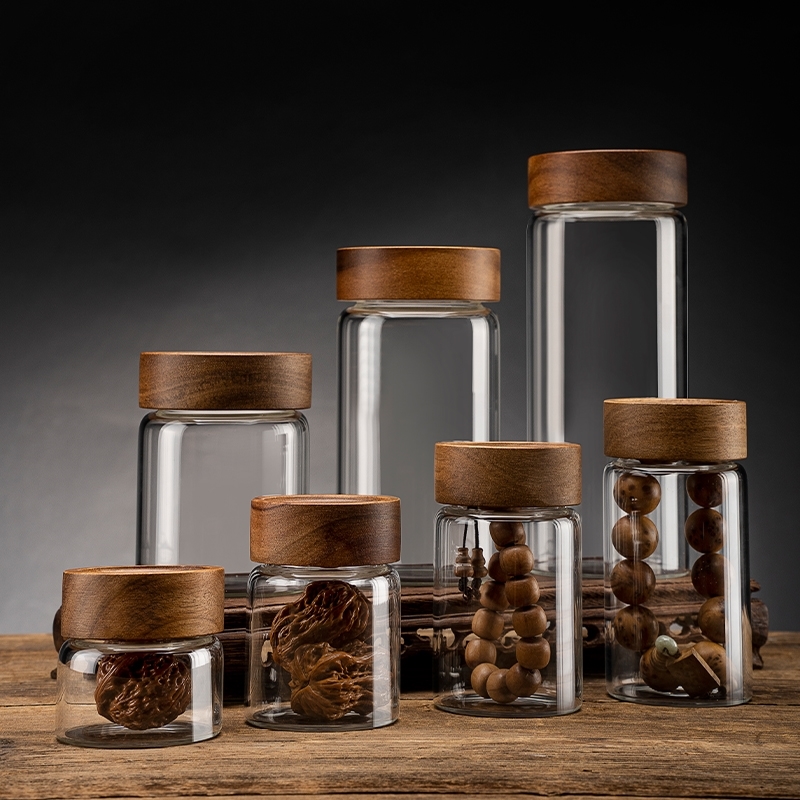 日本品质文玩密封罐玻璃瓶佛珠核桃手串沉香檀香展示收纳养珠罐