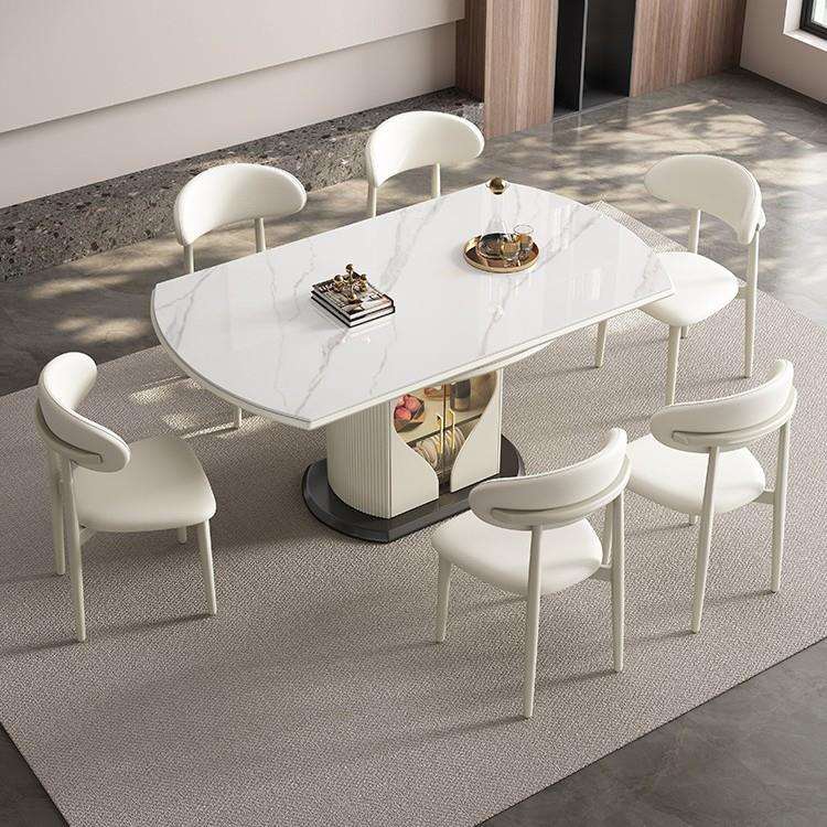 岩板餐桌椅组合现代简约轻奢家用大小户型客厅方圆两用柜子餐桌