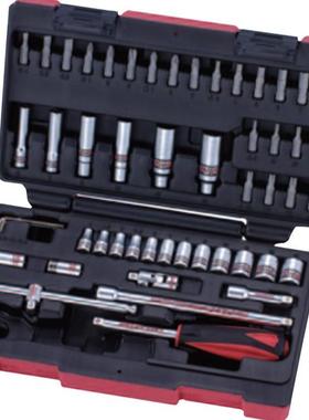 PARD工具箱52件扳手套筒组合小飞汽保工具C2521套装棘轮扳手套筒