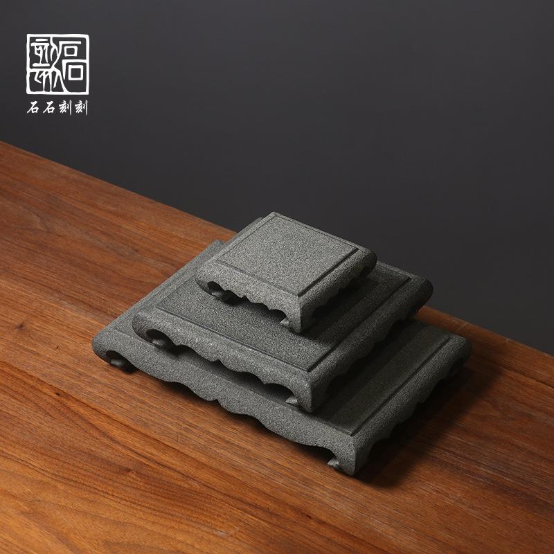 石石刻刻青石新中式花盆石头底座工艺品摆件案台方形花几石案几