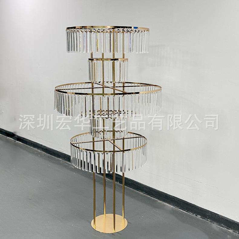 跨境婚礼亚克力水晶落地花架酒店婚礼主桌舞台签到处金属路引摆件