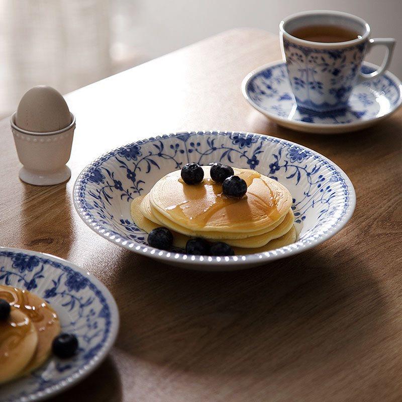 美浓烧花卉唐草盘子家用复古圆形牛排盘菜盘子