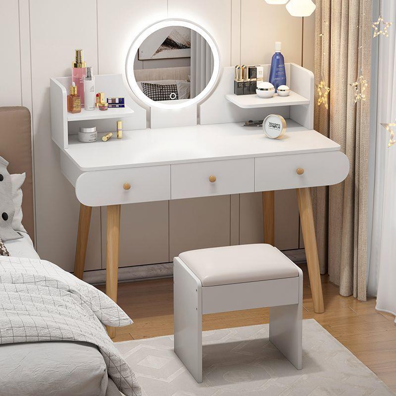 梳妆台卧室简约现代镜子化妆桌子出租屋 租房小户型多功能化妆台