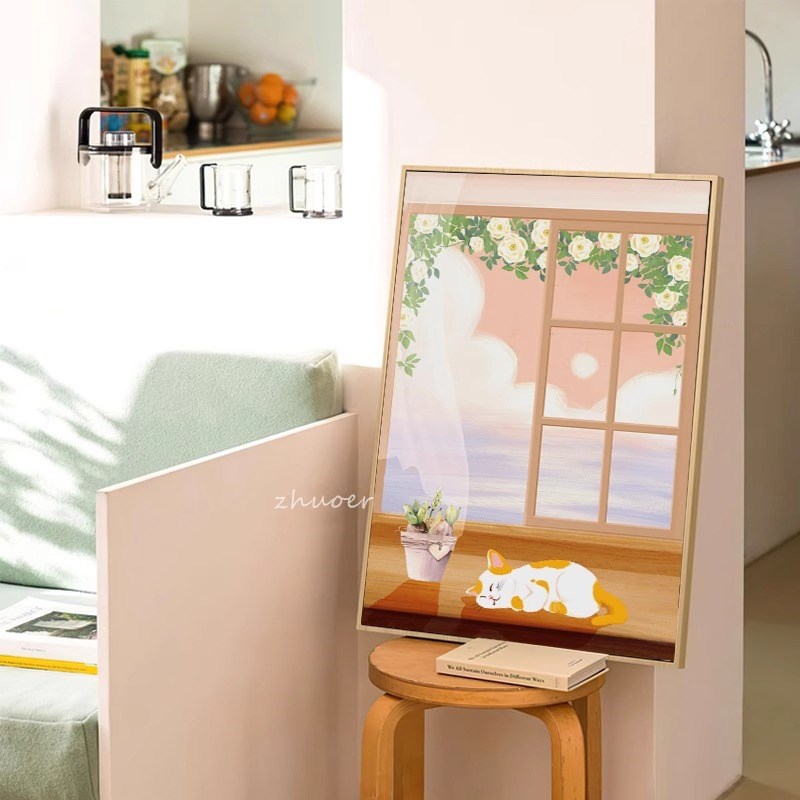 简约ins风卧室l床头装饰画客厅桌面斗柜摆画系猫咪餐厅墙挂画