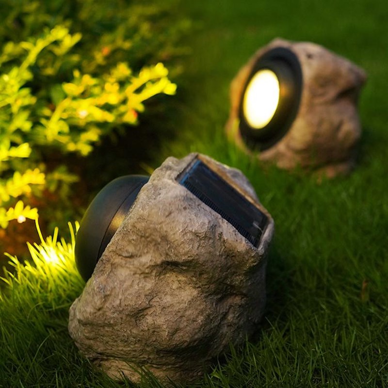 太阳能户外灯f庭院灯花园布置院子装饰仿真石头射灯草坪景观照树