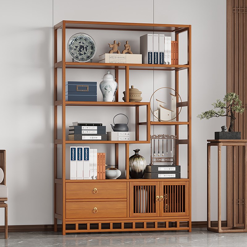 茶室博古架d摆件新中式茶杯展示多宝阁放茶叶的置物架客厅2025新