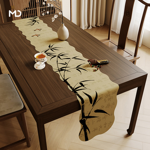 新中式茶席桌旗餐桌茶几台布中间长条桌布餐边柜斗柜装饰定制垫布