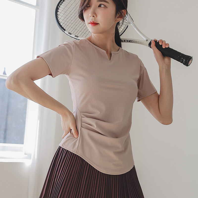 V领速干美背短袖跑步健身T恤