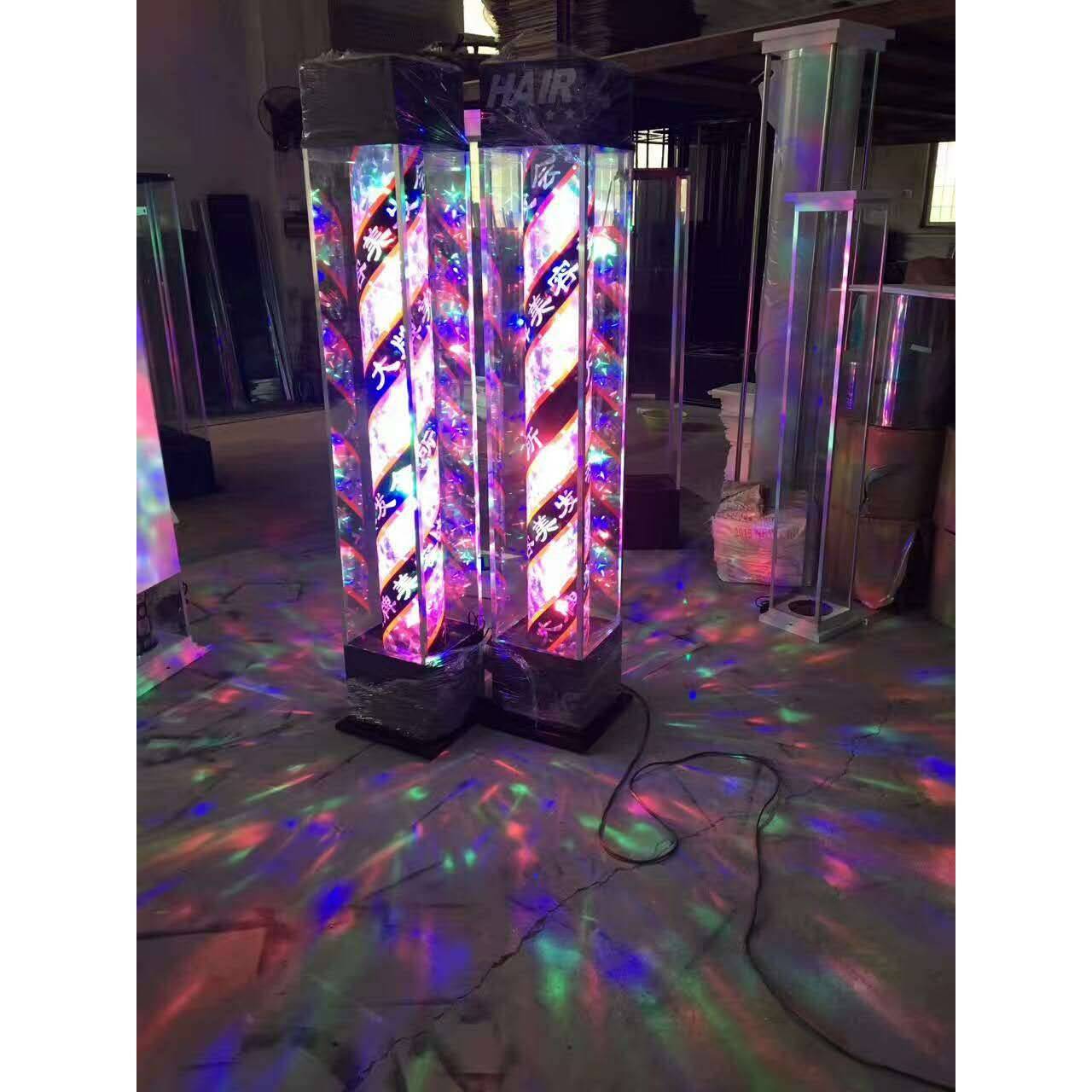 需定制LED玻璃落地转灯 美容美发店专用坐地发廊灯 3米高可旋转