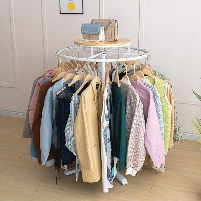 需定制服装店展示架铁艺圆形旋转落地式挂衣架童装架中岛货架裤子