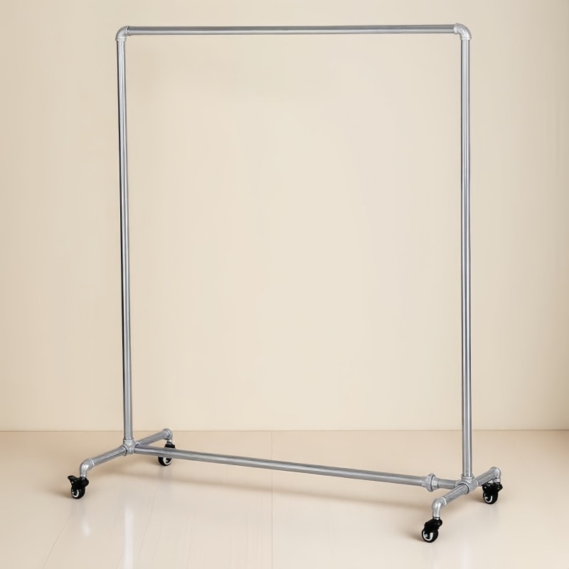 需定制服装店展示架落地式挂衣架带轮水管晾衣架可移动服装架铁艺
