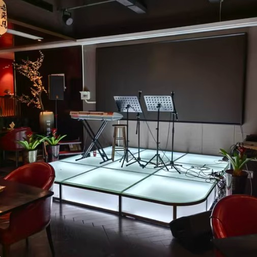 需定制发光钢化玻璃地台走秀T台KTV酒吧驻唱台酒店商场婚庆舞台钢