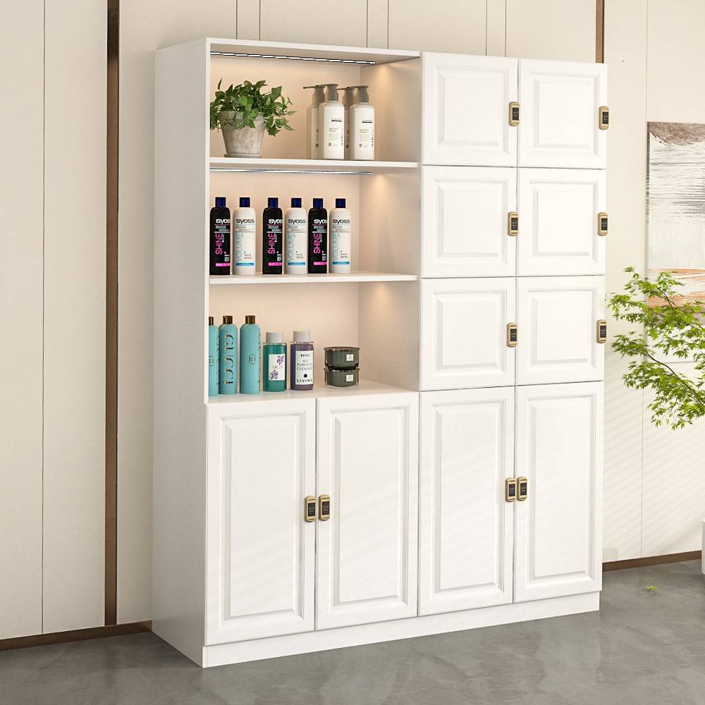 需定制木质更衣柜理发店产品柜美容院毛巾柜瑜伽馆储物柜发廊毛巾