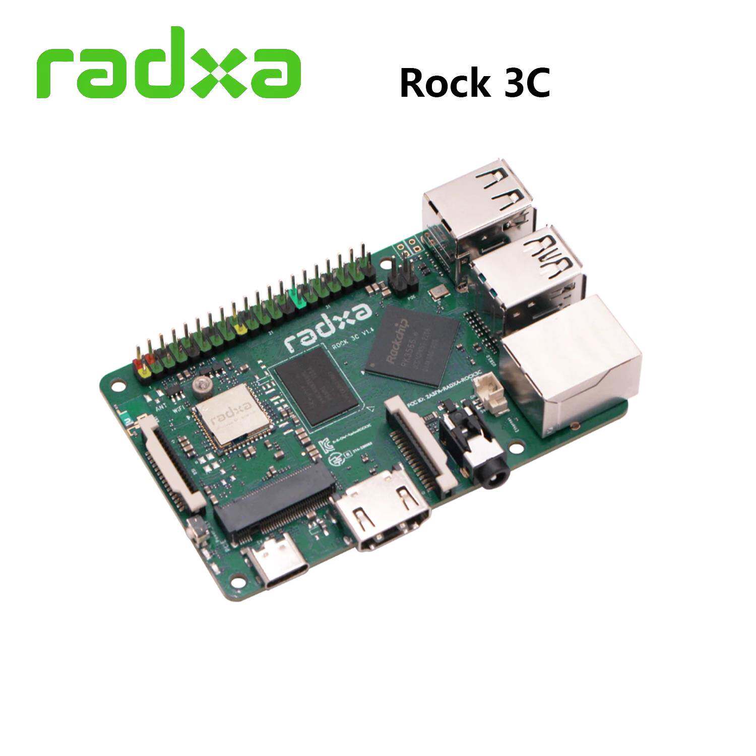 Radxa 开发板 ROCK 3C RK3566 四核CPU 单板机 树莓派替代