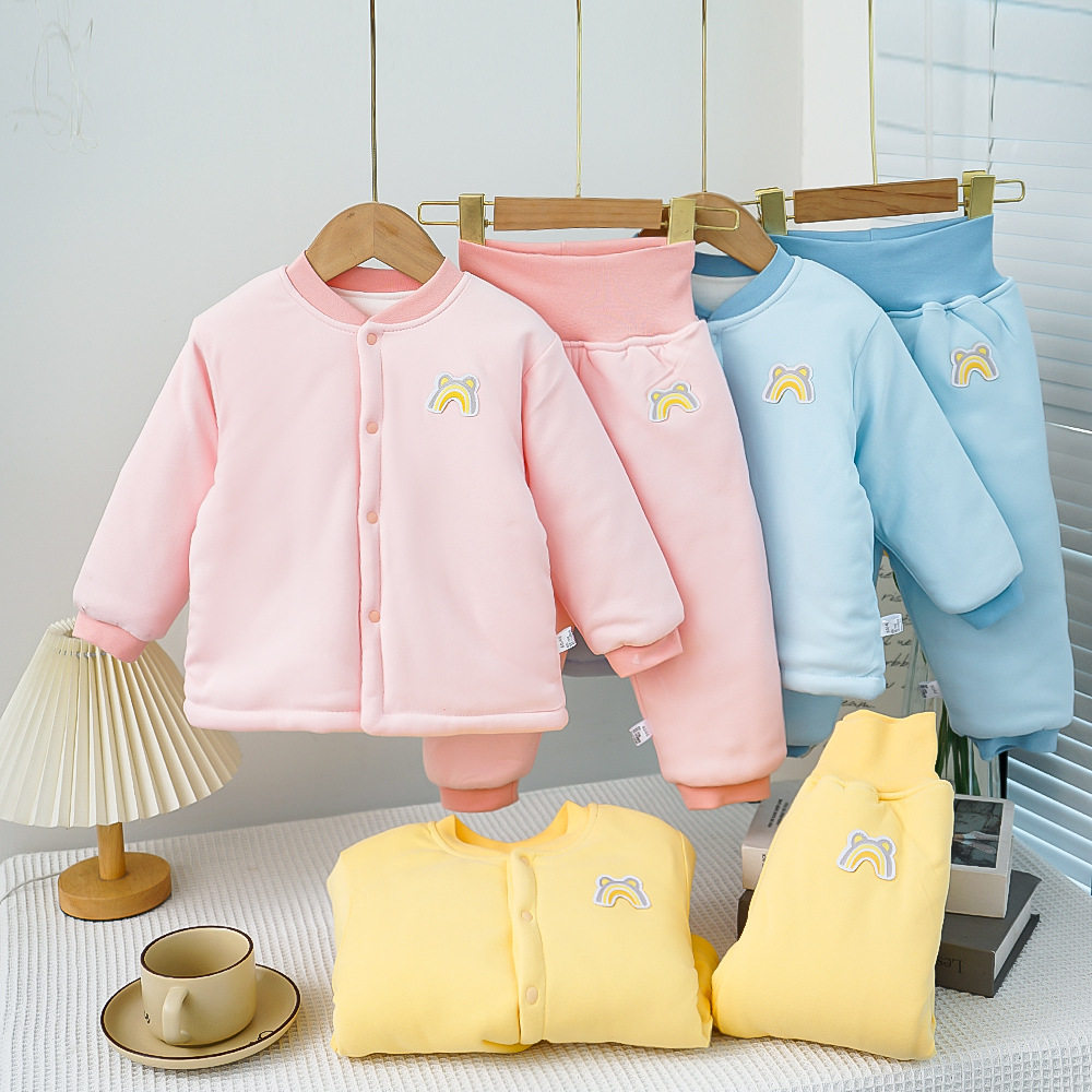 宝宝秋冬季套装外套夹棉婴儿薄棉