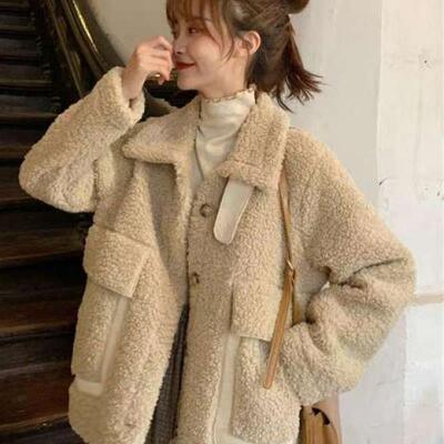 2025年冬季新款羊羔毛外套女皮毛一体羊羔绒百搭厚毛毛羊羔绒大衣