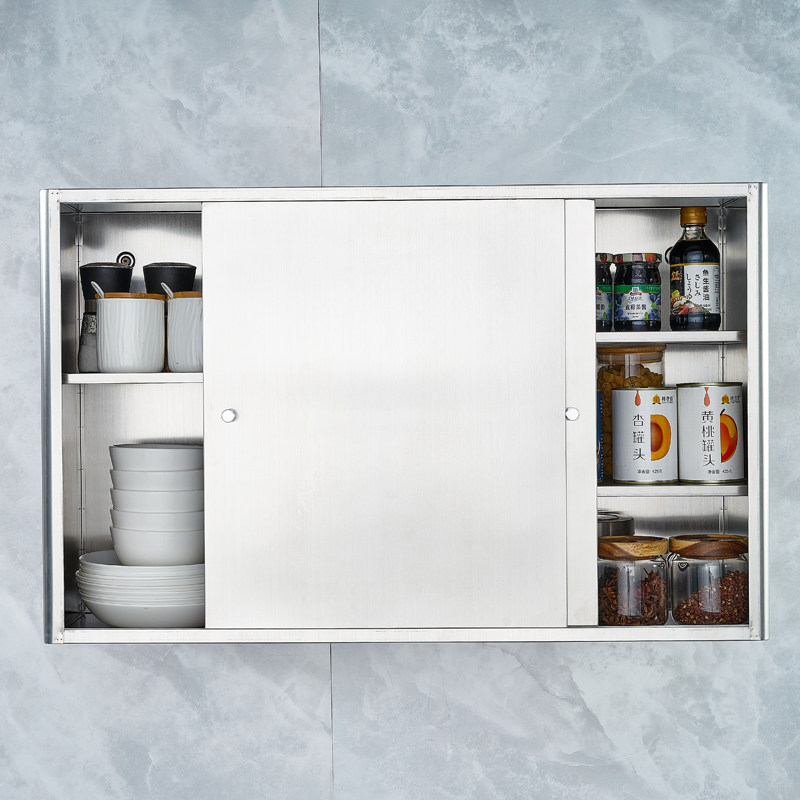 304不锈钢吊柜墙壁柜 厨房推拉门厨房橱柜挂墙移门趟门置物储物柜