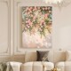 蔷薇花客厅大幅落地装 饰画粉色花卉纯手绘油画奶油风餐厅玄关挂画