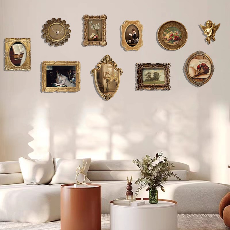 欧式法式复古客厅装饰画组合小众艺术走廊过道挂画美式背景墙画框