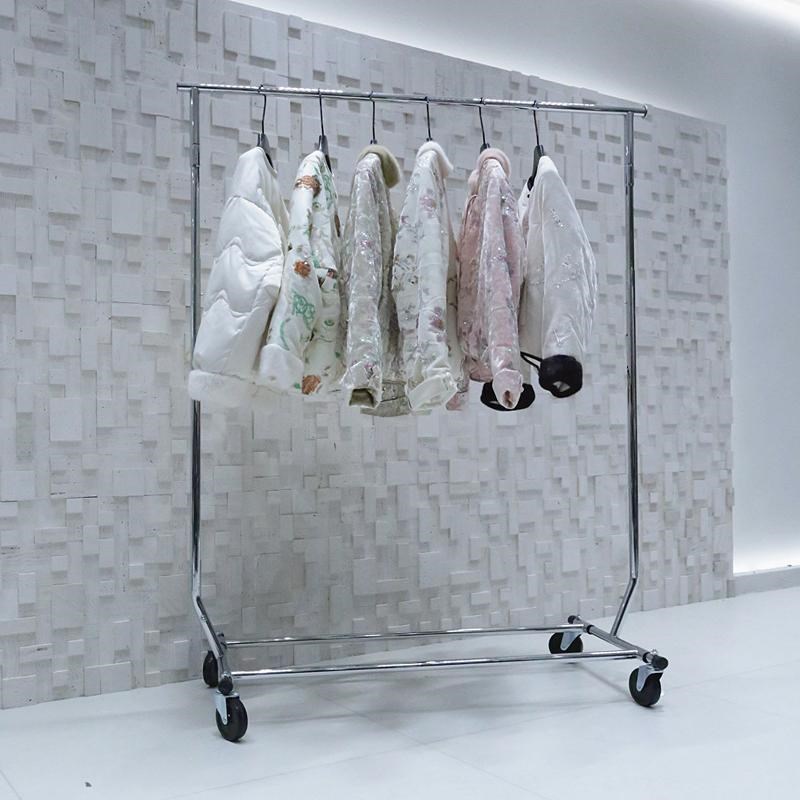 服装店不锈钢移动折叠单杠落地架龙门架大轮晒衣架展会直播服装架
