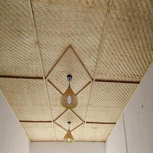 竹席悬吊式天花板装饰覆古贴墙竹编背景民宿饭店草席墙面装饰材料