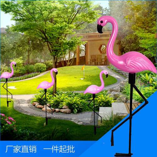 跨境太阳草坪灯别墅l庭院灯 火烈能鸟BGS19110ed一拖三外户花园地