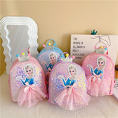 儿童书包幼儿园女孩1 3岁宝宝亮片艾莎公主背包可爱轻便小班