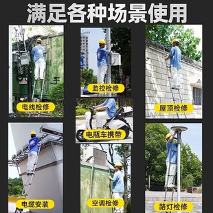 人字伸缩梯不锈钢加厚工程折叠梯 置迈家用多功能便携升降楼梯子