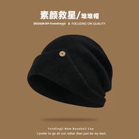 Large-head loose pile hat, thickened warm hat for autumn and winter, women's large stretch face-showing small headscarf hat, cold hat thumbnail 2