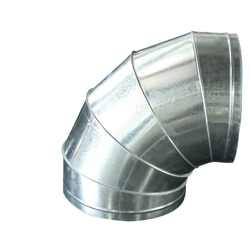 螺旋风管90度弯头白铁皮镀锌弯头油烟机管道虾米弯头通风管直径