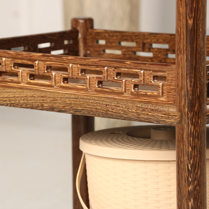 茶车实木移动带轮茶台鸡翅木红木功夫茶几中式小泡茶桌茶水架推车